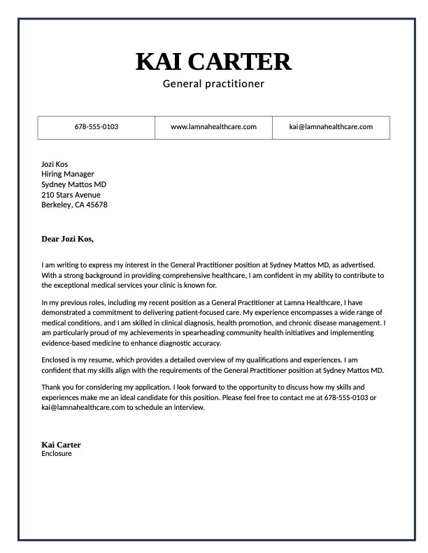 Bold border professional cover letter
